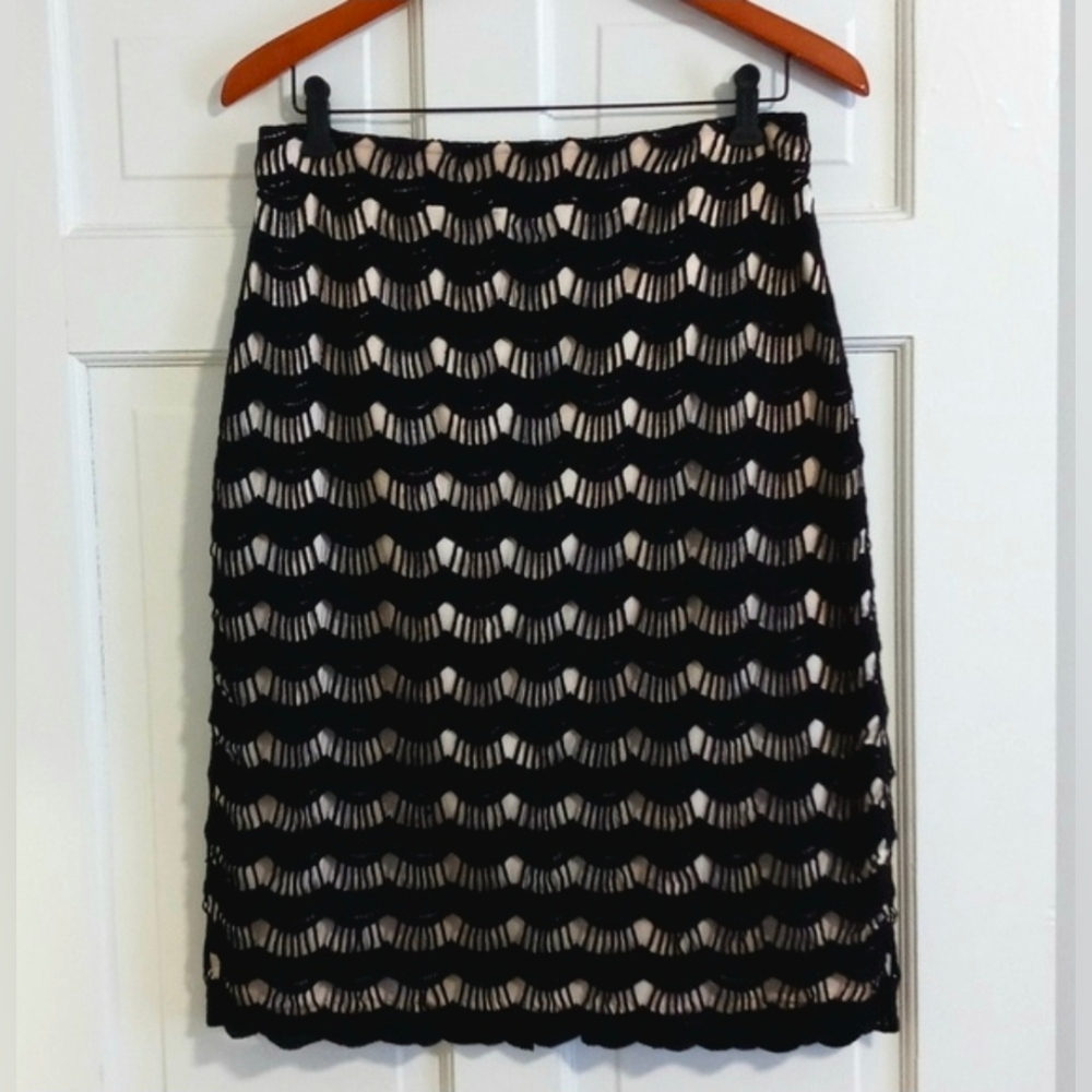 🖤Kate Spade🖤 - Black/Cream Virginia Lace Scallop Skirt - Picture 2 of 11